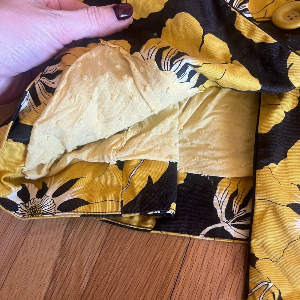 Elevenses Anthropologie Size 14 Yellow and Black Flower jacket - Picture 9 of 9